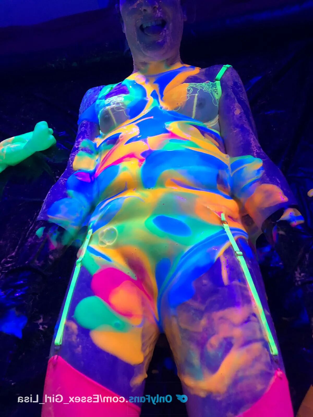 Playing with glow in the dark UV slime with my slave - 14 Pics