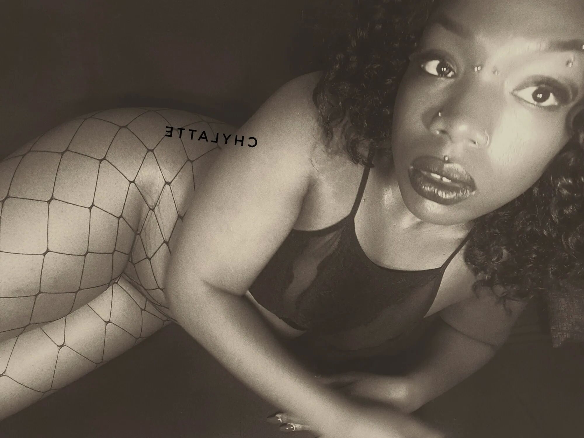 CHYLATTEXXX Sexy Nudes in Fishnets Ebony Amateur MILF Shaved - 21 Pics