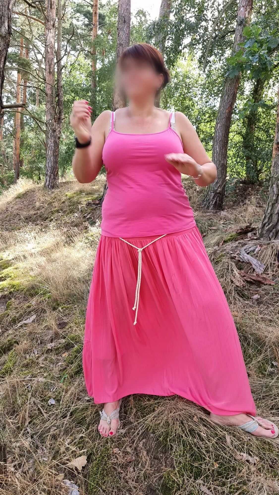 Busty milf showing off in nature - 86 Pics
