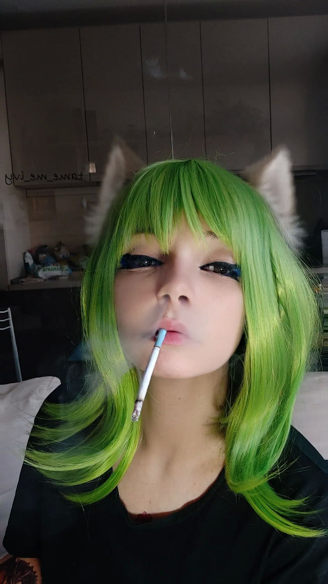 Green Egirl Smoking - 8 Pics