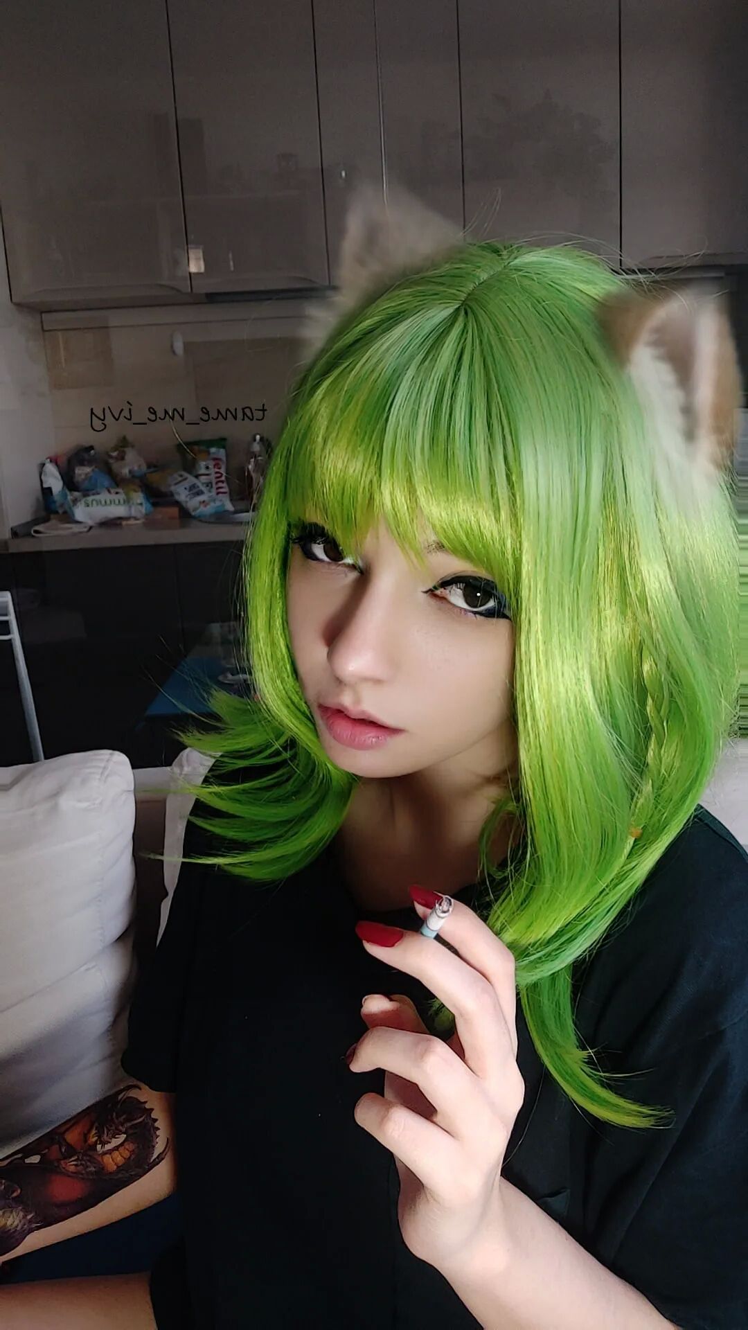 Green Egirl Smoking - 8 Pics