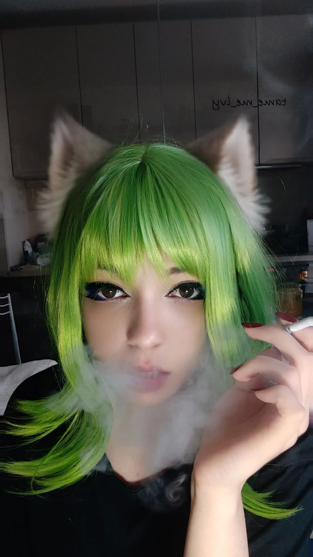 Green Egirl Smoking - 8 Pics