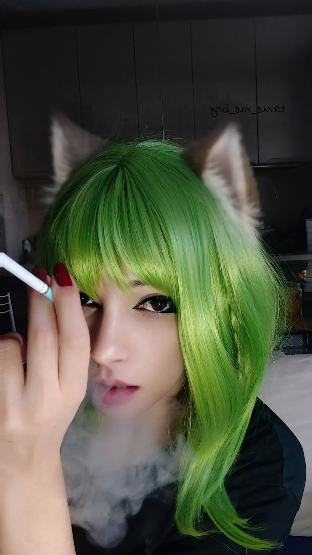Green Egirl Smoking - 8 Pics