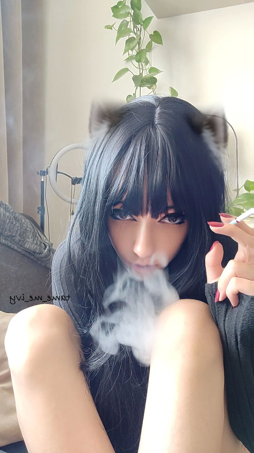 Goth Girl smoking - 12 Pics