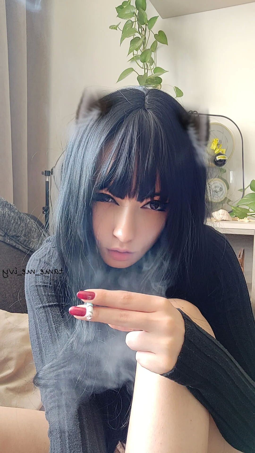 Goth Girl smoking - 12 Pics