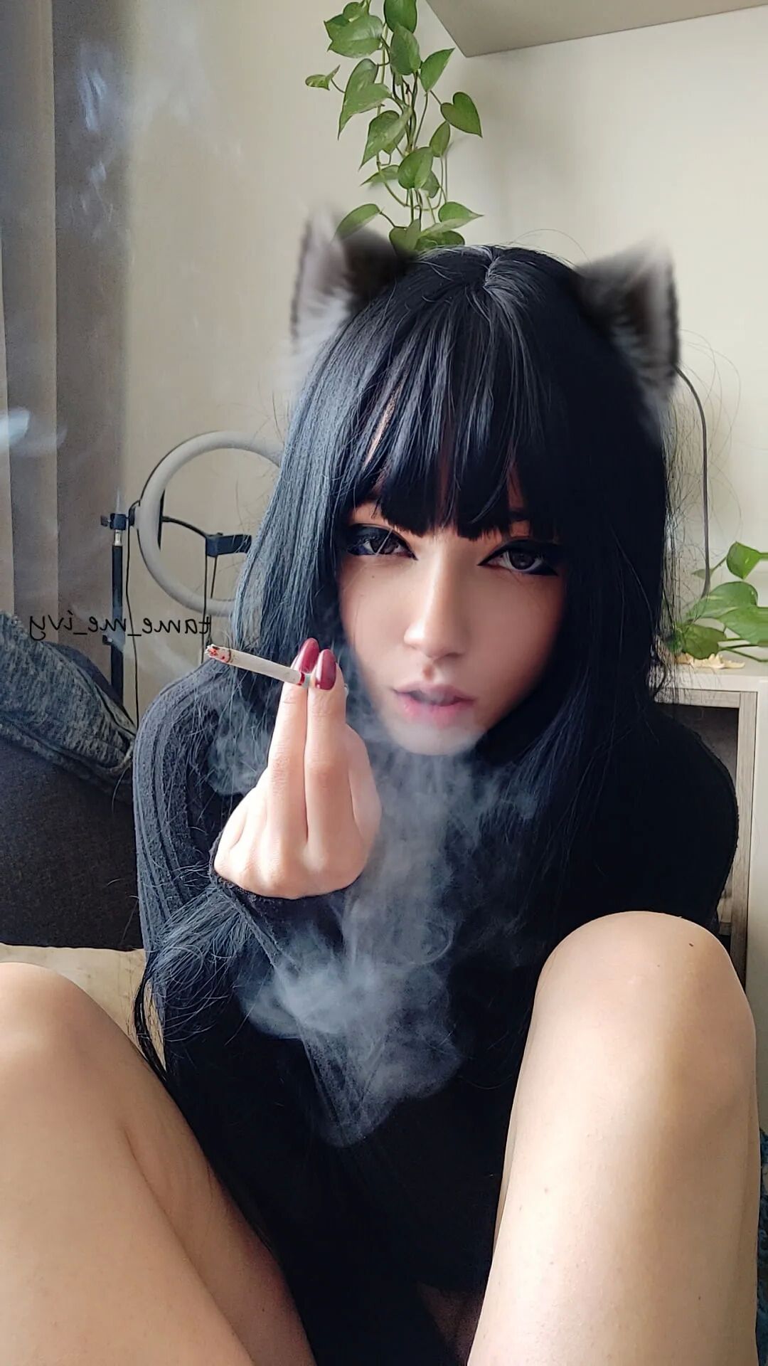 Goth Girl smoking - 12 Pics