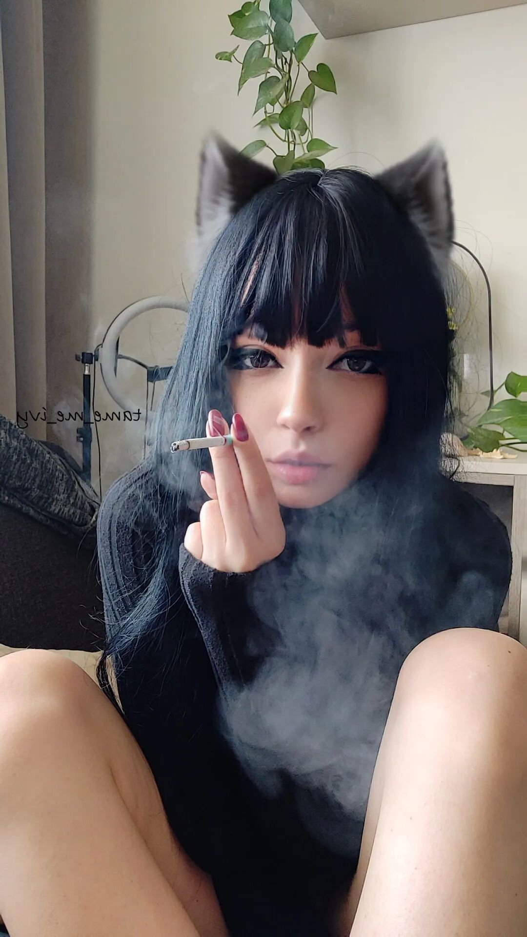 Goth Girl smoking - 12 Pics