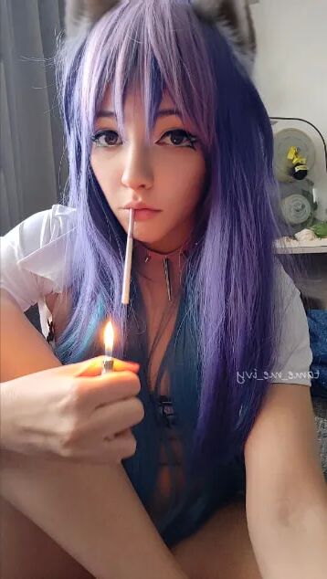 Cute Anime Girl smoking a cig - 11 Pics