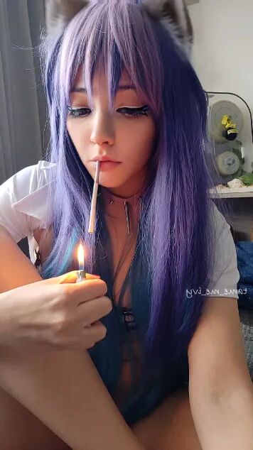 Cute Anime Girl smoking a cig - 11 Pics