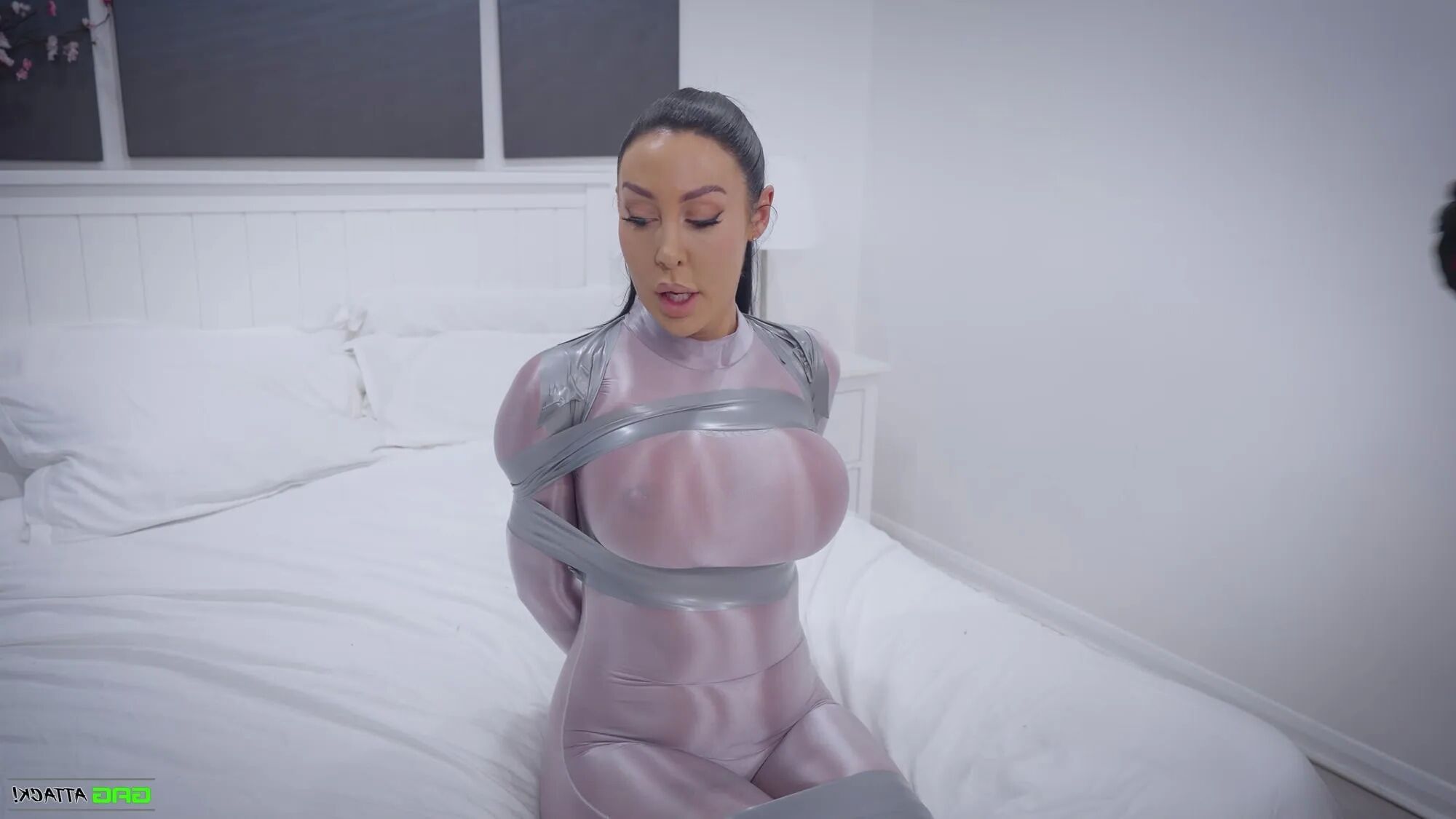 Mila - Catsuit Bondage Session Bound and Gagged - 17 Pics