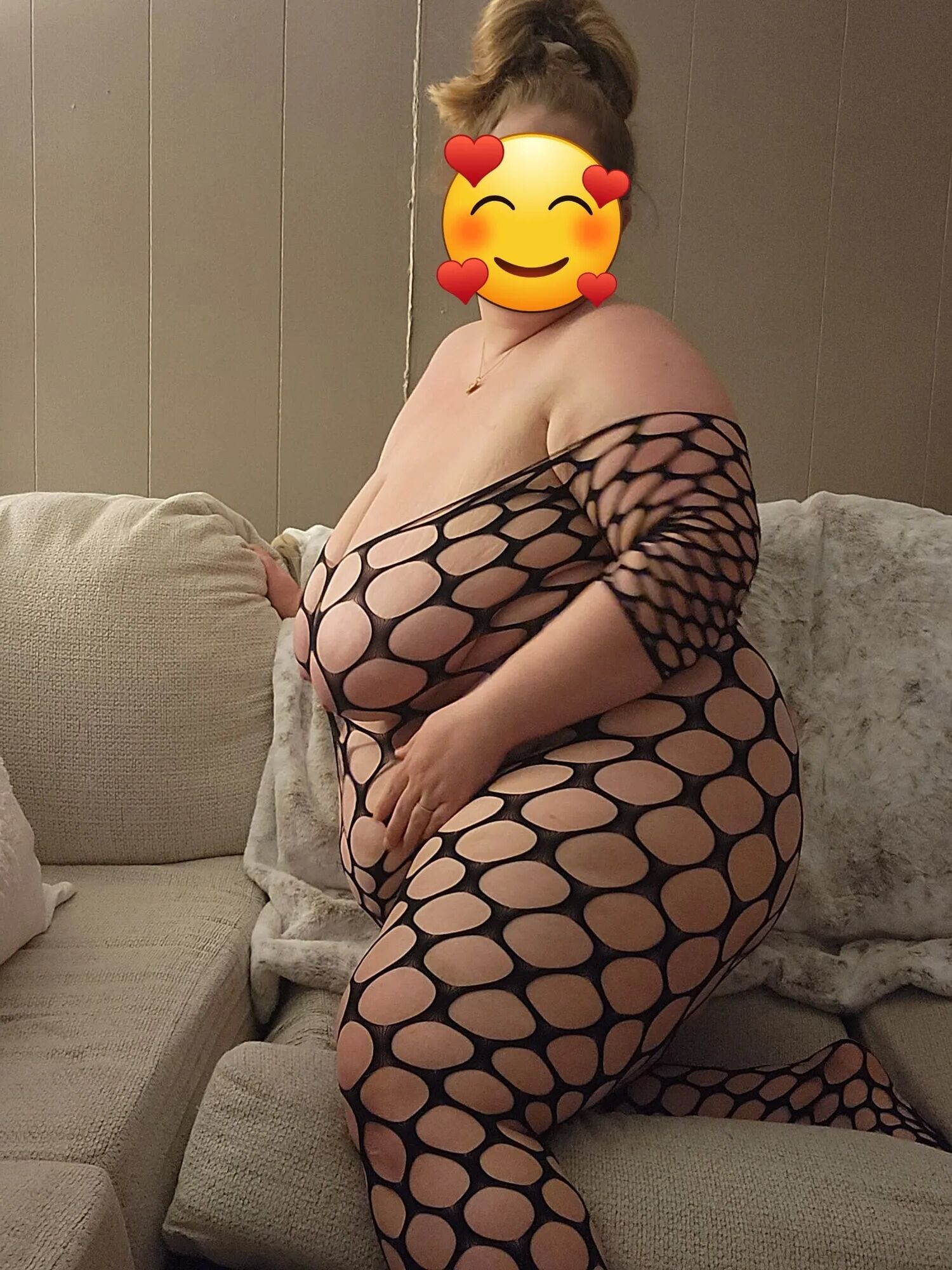 BBW in Fishnet Lingerie - 5 Pics