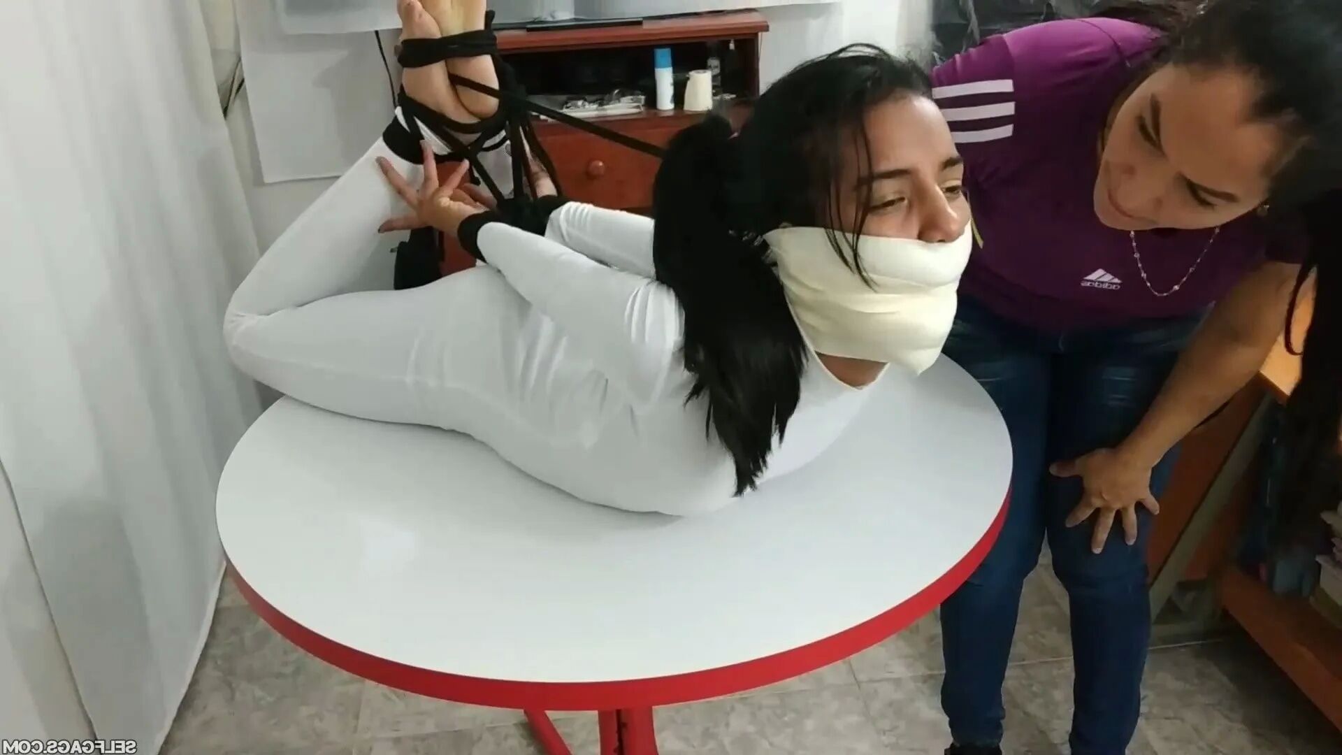 Insane Monster Gag and Tight Hogtie - Selfgags - 18 Pics