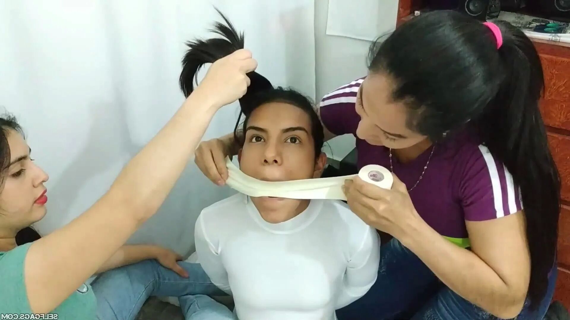 Insane Monster Gag and Tight Hogtie - Selfgags - 18 Pics