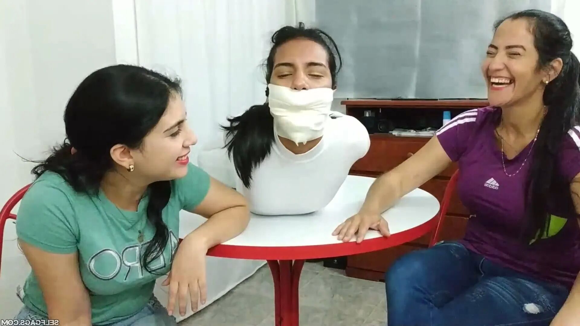 Insane Monster Gag and Tight Hogtie - Selfgags - 18 Pics