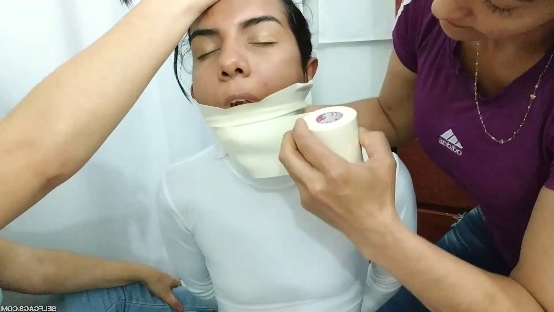 Insane Monster Gag and Tight Hogtie - Selfgags - 18 Pics