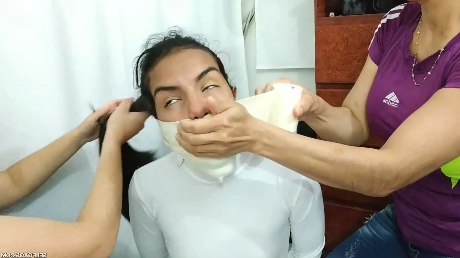 Insane Monster Gag and Tight Hogtie - Selfgags - 18 Pics