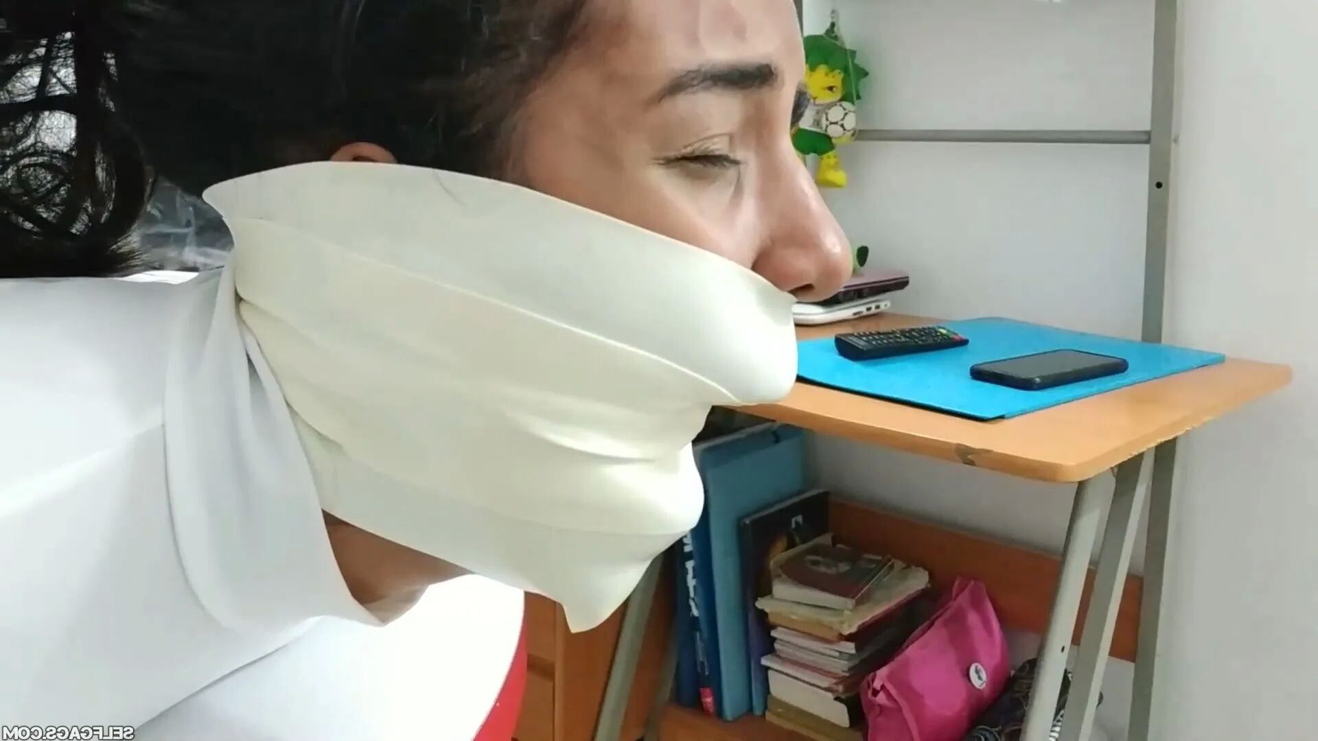 Insane Monster Gag and Tight Hogtie - Selfgags - 18 Pics