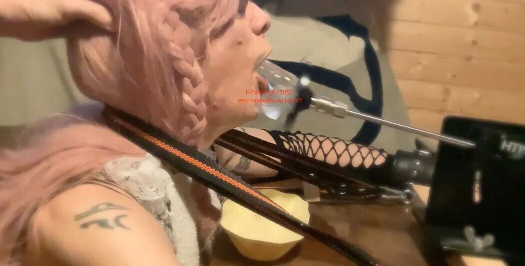 Deepthroat training with fucking machine 12-2023 - 13 Pics