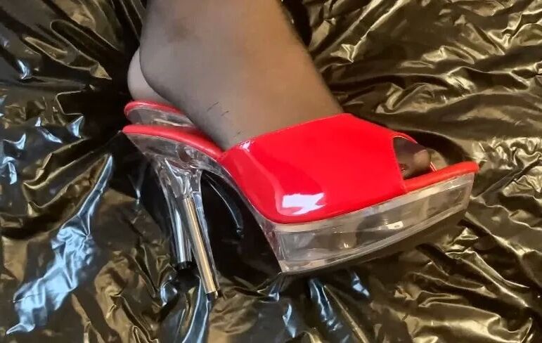 Red Mules and Nylon Feet - 34 Pics