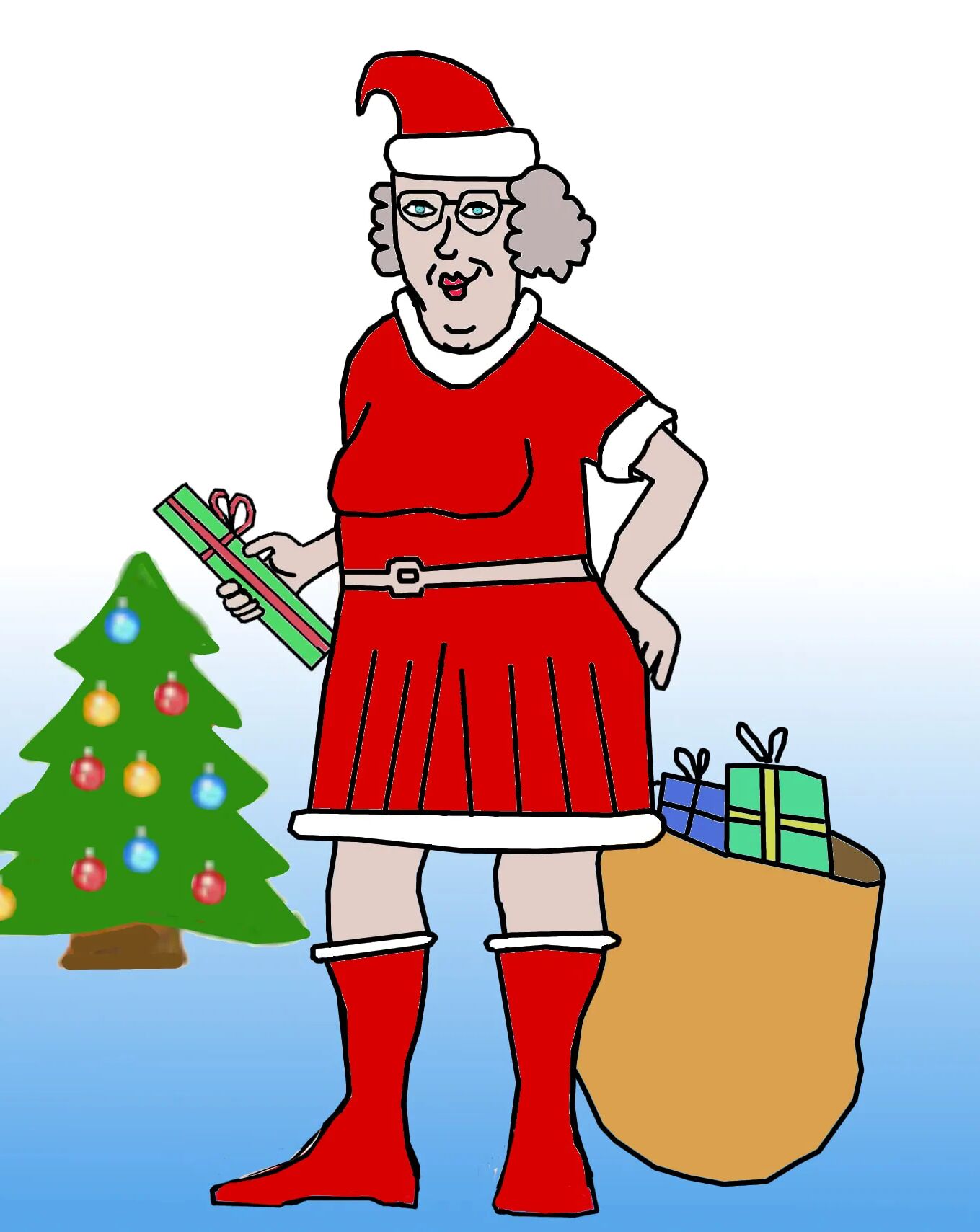 Santa Claus Grand'ma getting naked - 6 Pics
