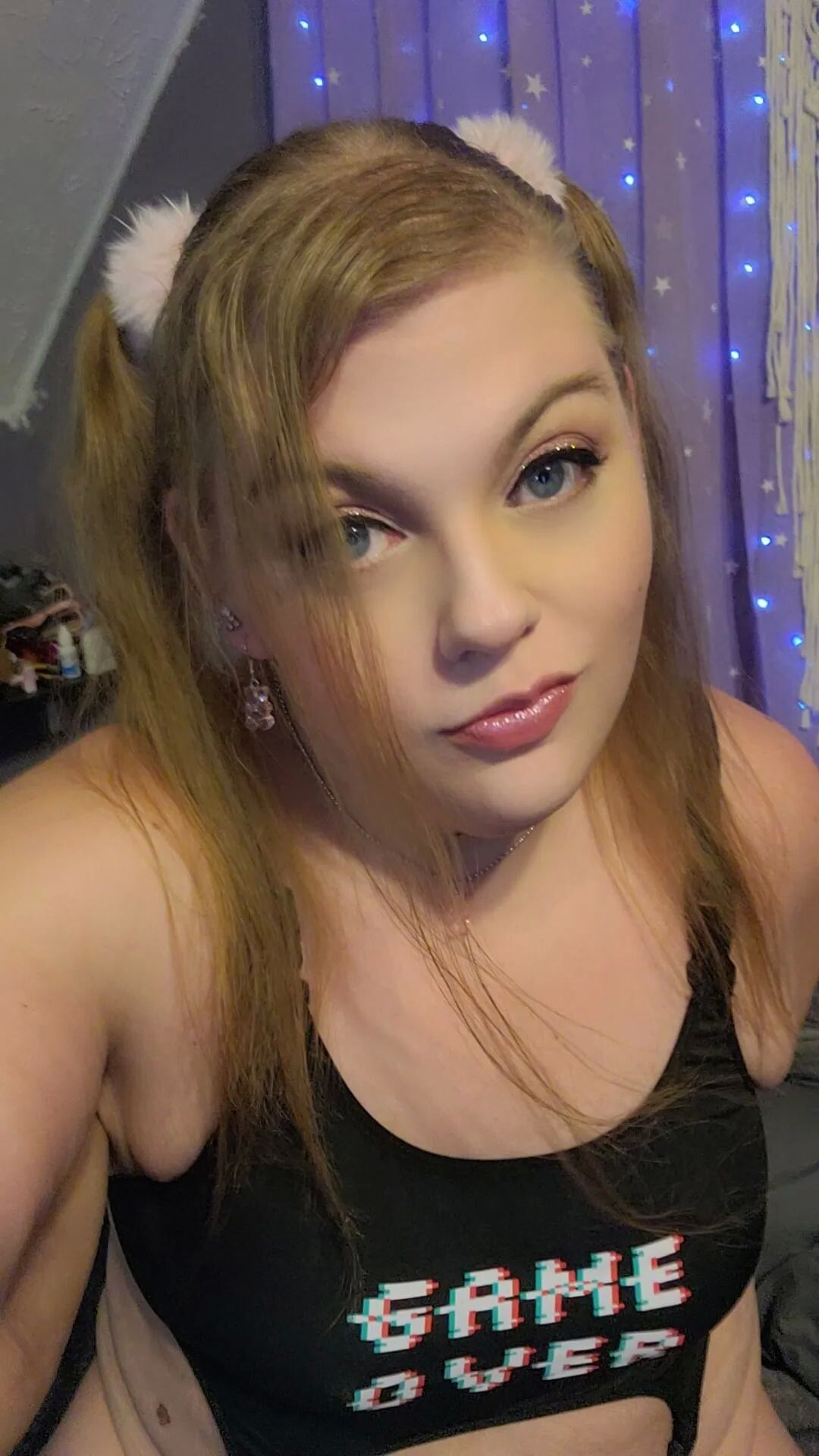 Cute chubby blonde in pigtails and gamer girl lingerie - 12 Pics