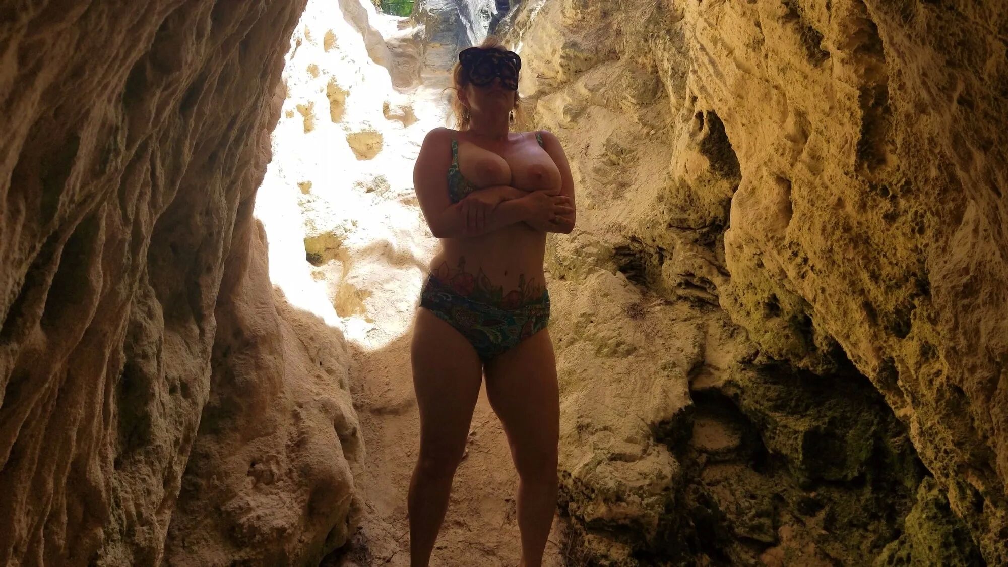 Voyeur MASSIVE TITTIES in a Cave Mistress Thursday Sneaks in - 17 Pics
