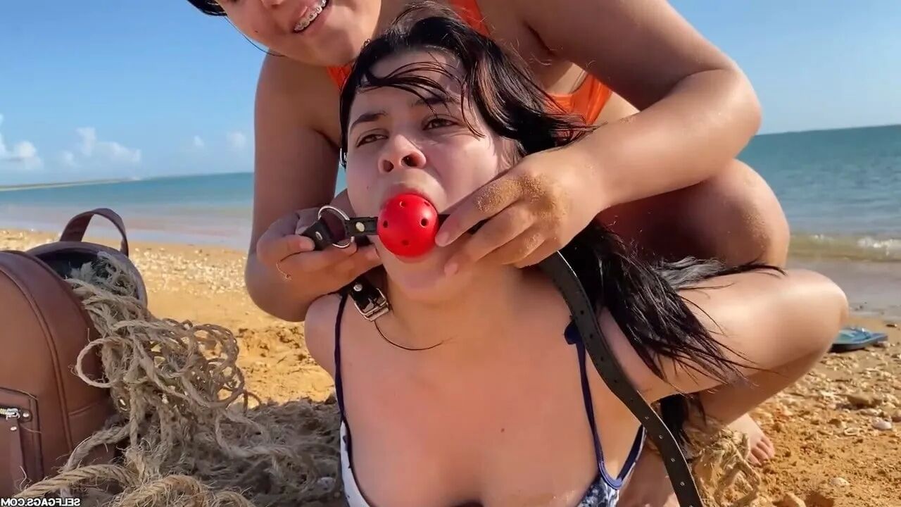 Hogtied And Ball Gagged In Sea Water - Selfgags - 33 Pics
