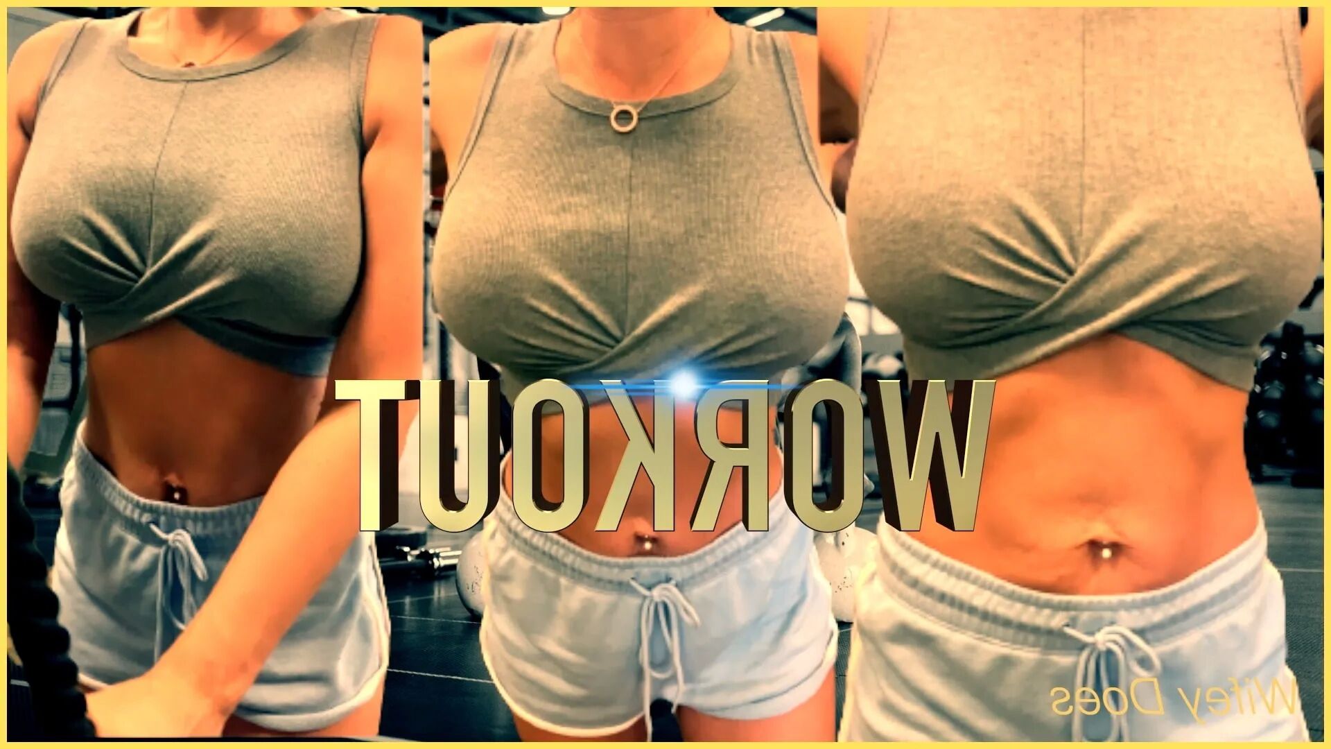 Wifey hits the gym braless workout - 9 Pics