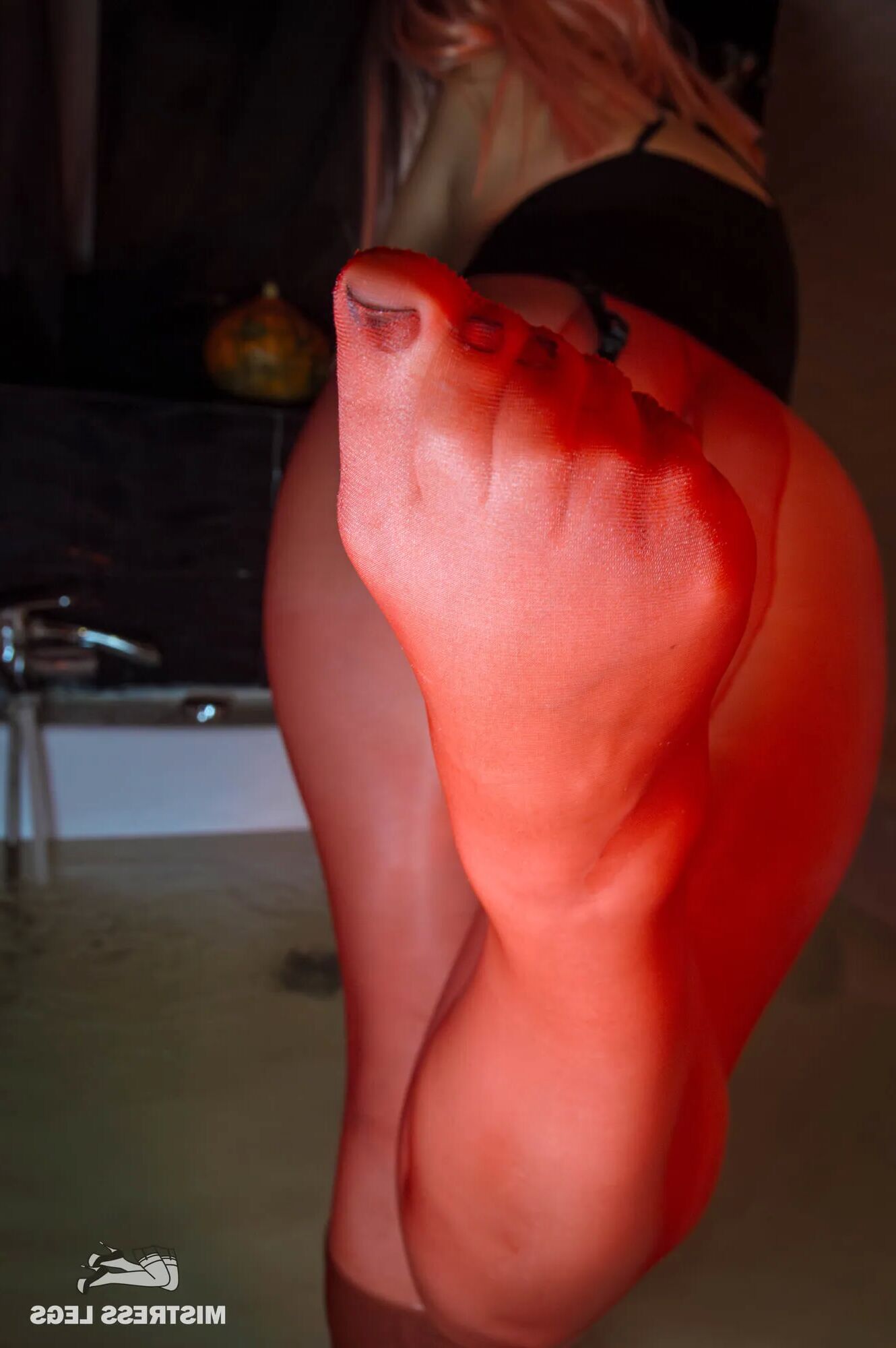 Just my pretty wet nylon feet and the pumpkin - 5 Pics