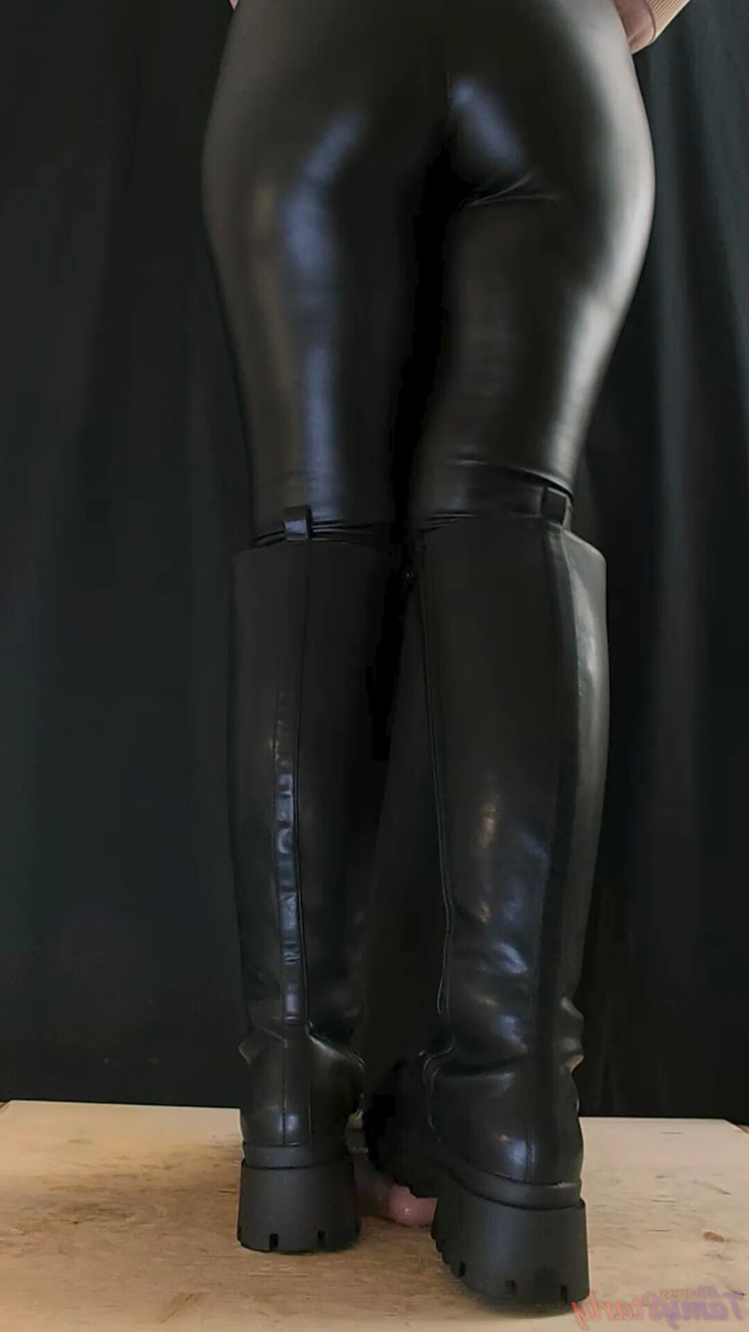 Military Mistress High Combat Leather Boots Cock Crush - 12 Pics