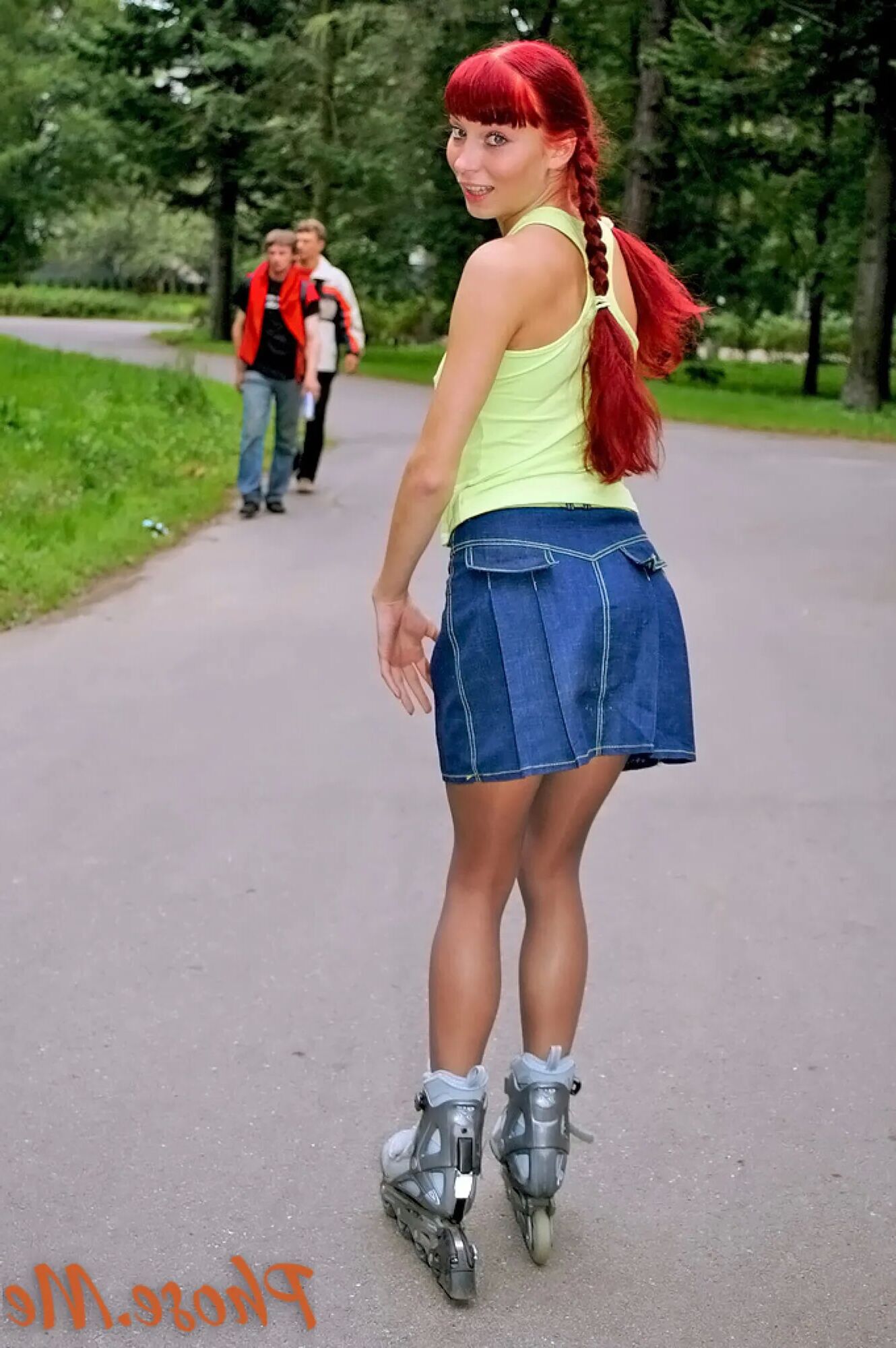 Redhead On Rollerblades Wearing Pantyhose - 75 Pics