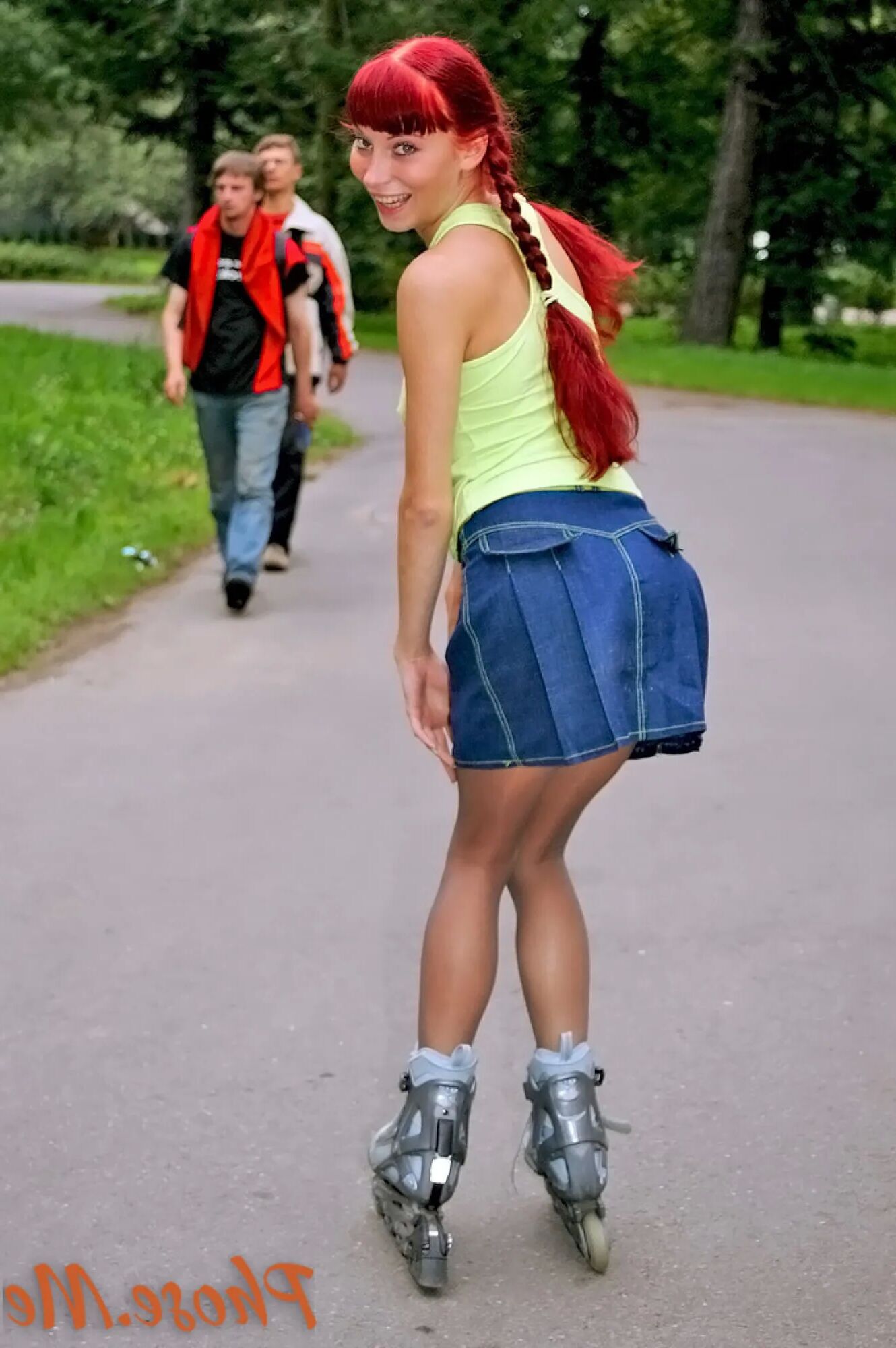 Redhead On Rollerblades Wearing Pantyhose - 75 Pics