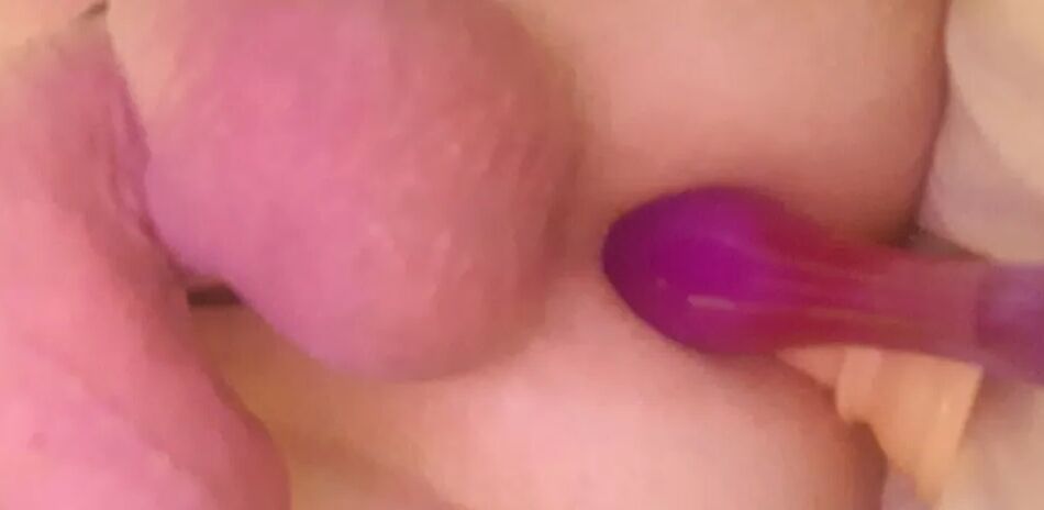 19 Pics my husband jerks off his cock with 2 dildos in his ass loves