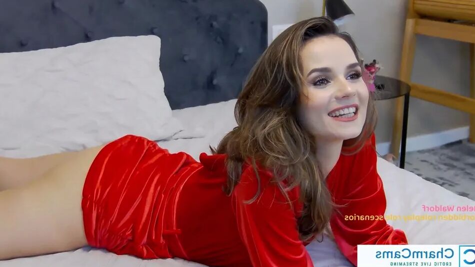 20 Pics In bed with my red dress.