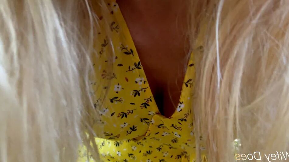 12 Pics Wifey summer yellow dress public and braless