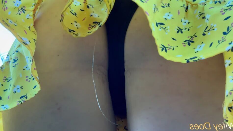 12 Pics Wifey summer yellow dress public and braless