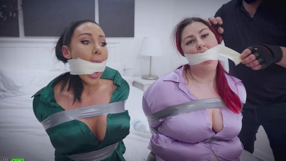20 Pics Lacey & Mila - Double Cross in Bondage Tied & Tape Gagged