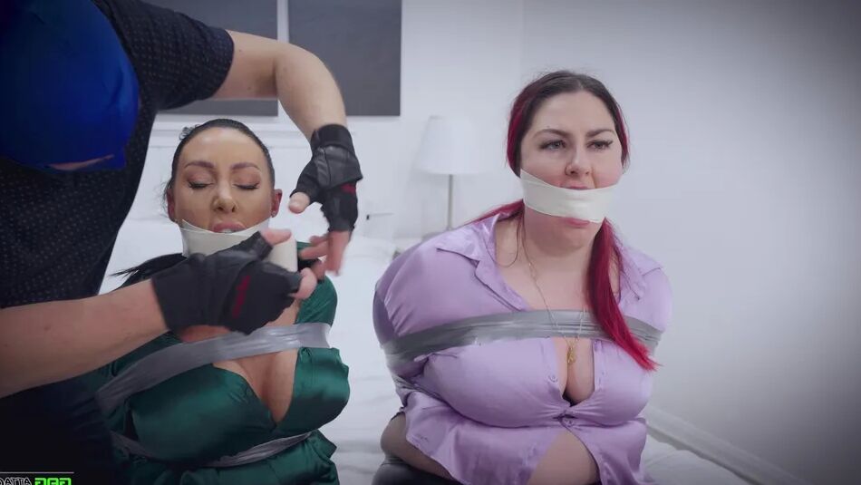20 Pics Lacey & Mila - Double Cross in Bondage Tied & Tape Gagged
