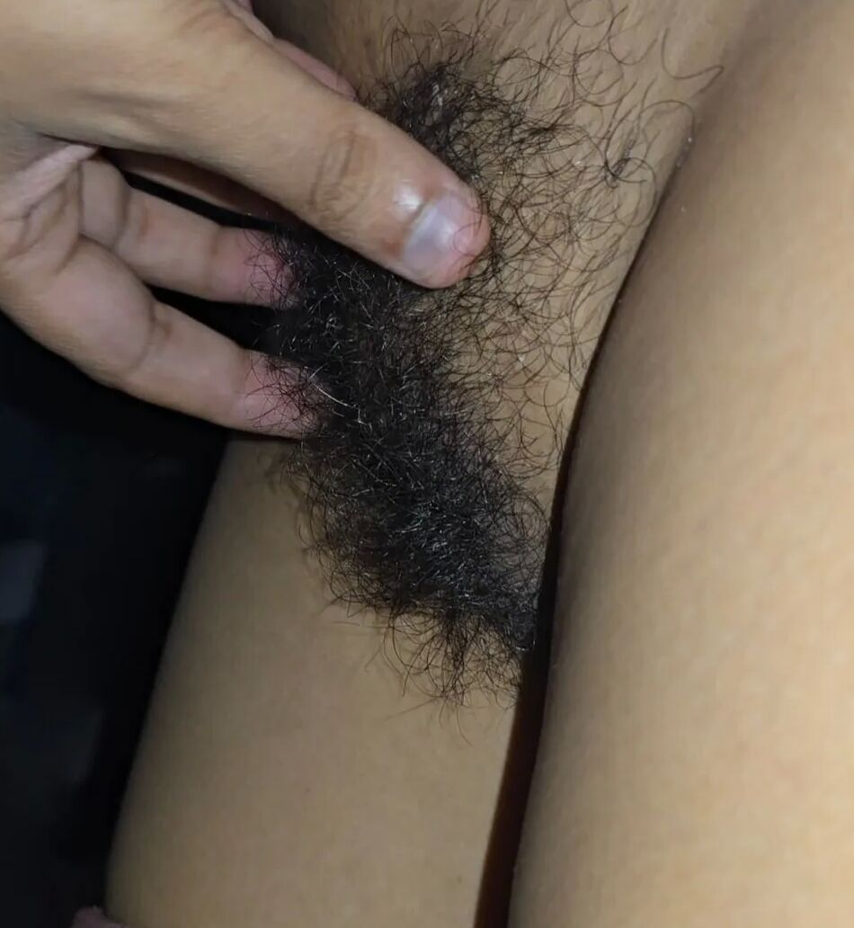 7 Pics Playing with my wife's desi hairy chut pussy.