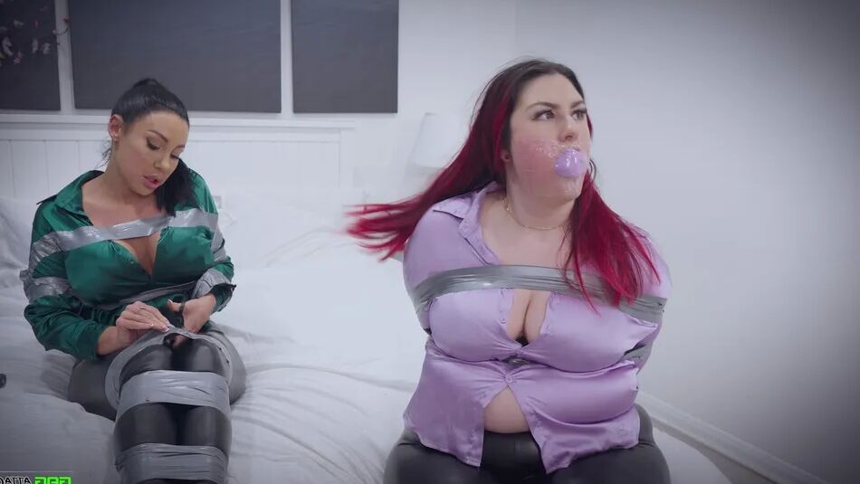 20 Pics Lacey & Mila - Double Cross in Bondage Tied & Tape Gagged