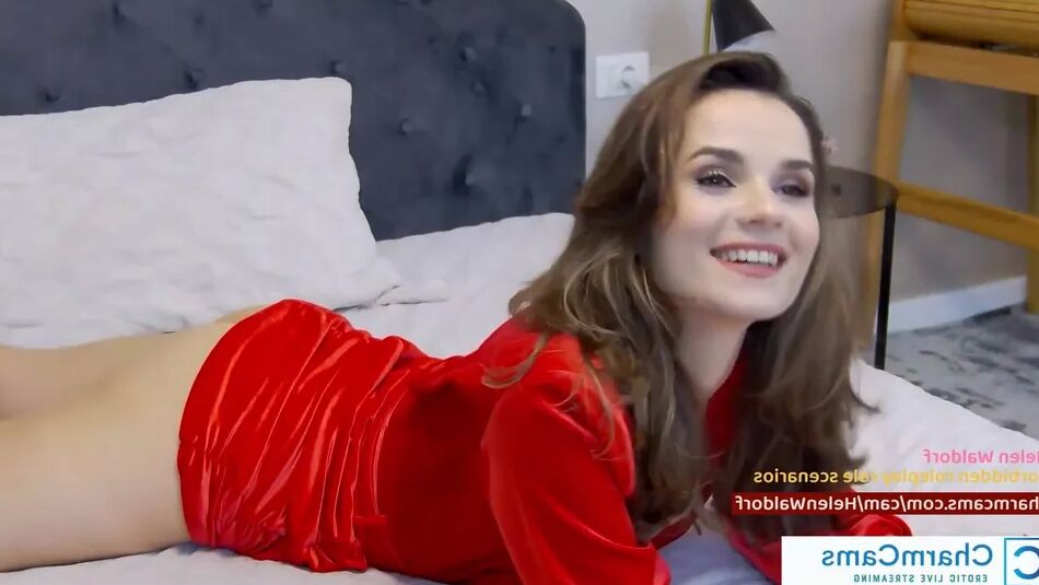 20 Pics In bed with my red dress.