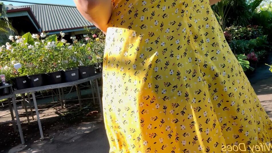 12 Pics Wifey summer yellow dress public and braless