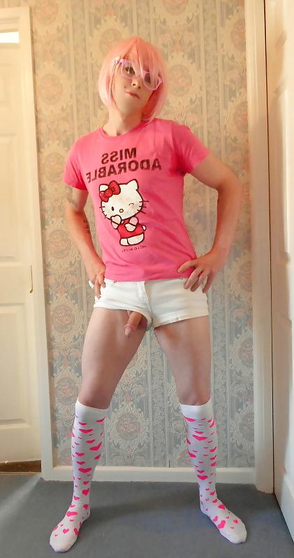 24P Miss Adorable Hello Kitty gets her cock out