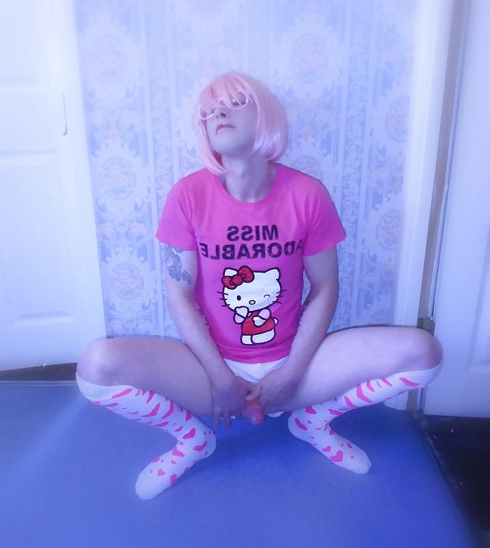 24P Miss Adorable Hello Kitty gets her cock out