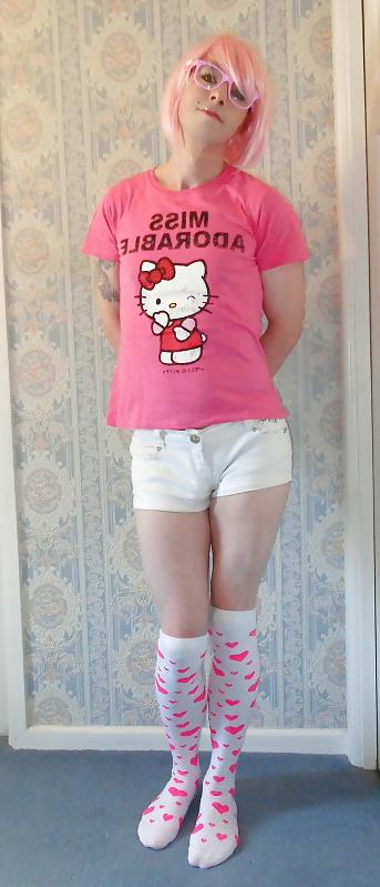 24P Miss Adorable Hello Kitty gets her cock out