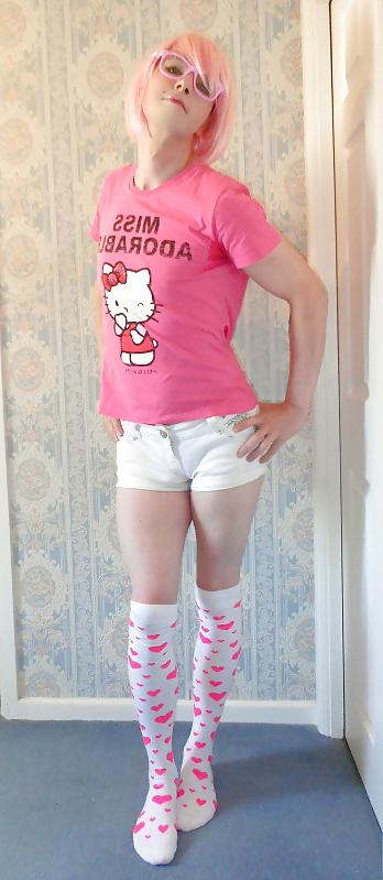24P Miss Adorable Hello Kitty gets her cock out