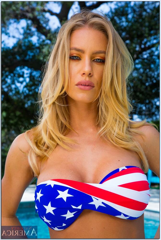16P Loveable blonde babe Nicole Aniston taking off her bikini by the pool