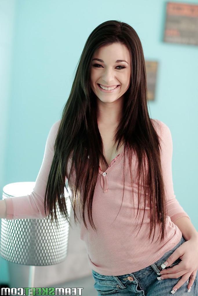 16P Lovely teen Lacie Channing stripping and exposing her pink honey pot