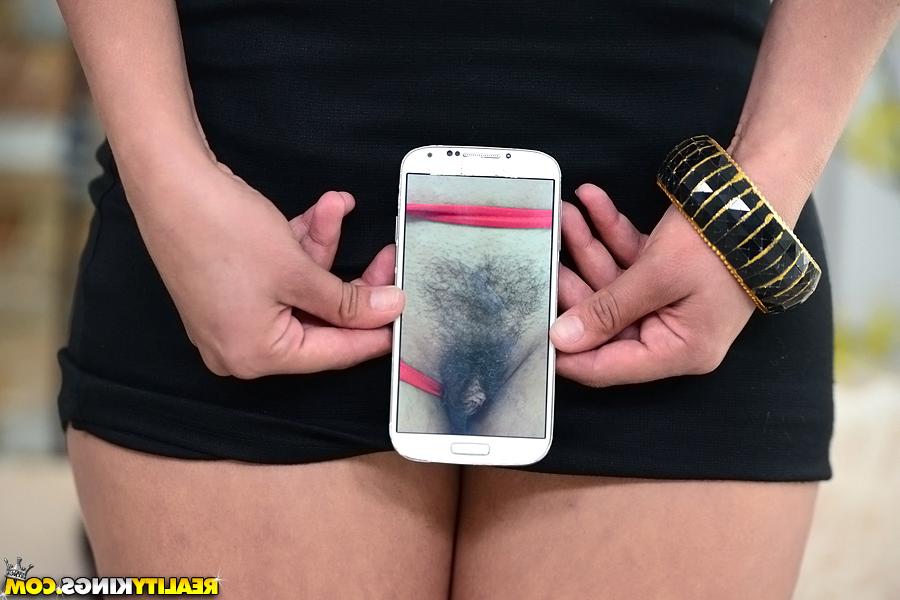16P Lovely hairy Latina makes gorgeous photos of her pussy on smartphone