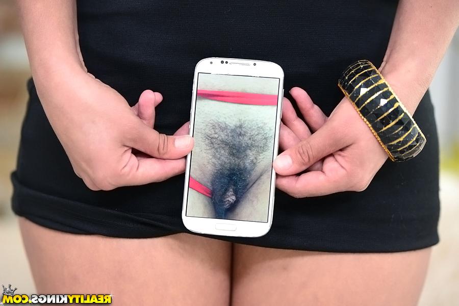 16P Lovely hairy Latina makes gorgeous photos of her pussy on smartphone